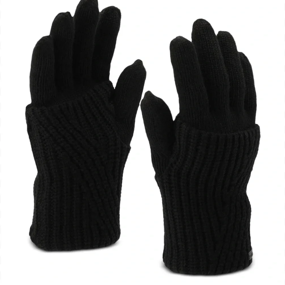 Allsaints Traveling Rib Foldover Gloves black $59 new